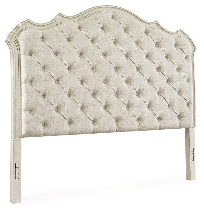 Arlendyne - Antique White - Queen Upholstered Panel Headboard