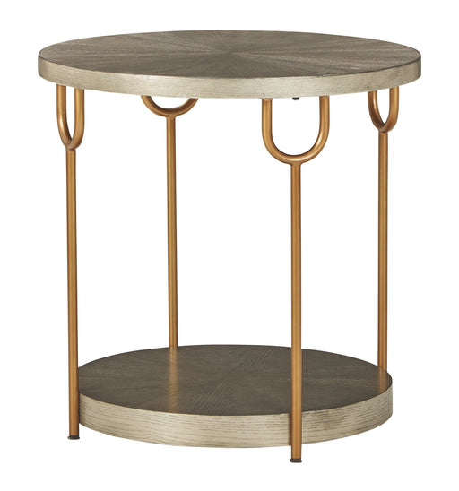 Ranoka - Platinum - Round End Table Cleveland Home Outlet (OH) - Furniture Store in Middleburg Heights Serving Cleveland, Strongsville, and Online
