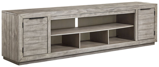 Naydell - Gray - Xl TV Stand W/Fireplace Option Cleveland Home Outlet (OH) - Furniture Store in Middleburg Heights Serving Cleveland, Strongsville, and Online