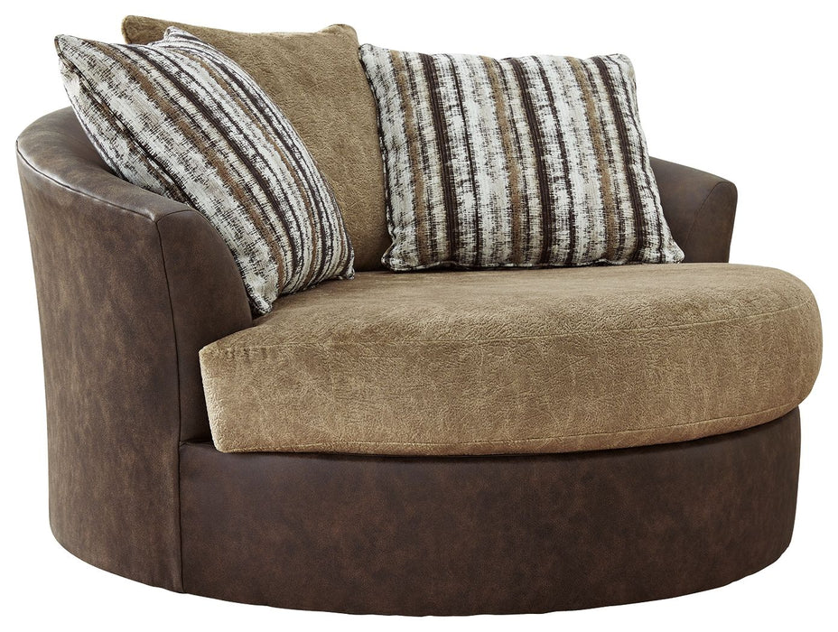Alesbury - Chocolate - Oversized Swivel Accent Chair Cleveland Home Outlet (OH) - Furniture Store in Middleburg Heights Serving Cleveland, Strongsville, and Online