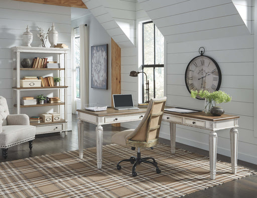 Realyn - White / Brown - Home Office L Shaped Desk Cleveland Home Outlet (OH) - Furniture Store in Middleburg Heights Serving Cleveland, Strongsville, and Online