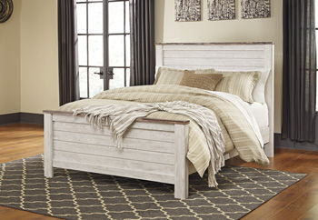 Willowton - Whitewash - Queen Panel Footboard Cleveland Home Outlet (OH) - Furniture Store in Middleburg Heights Serving Cleveland, Strongsville, and Online