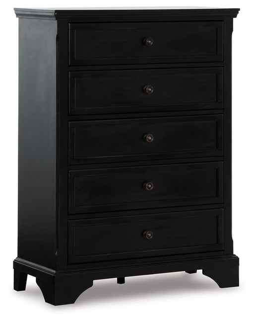 Chylanta - Black - Five Drawer Chest Cleveland Home Outlet (OH) - Furniture Store in Middleburg Heights Serving Cleveland, Strongsville, and Online