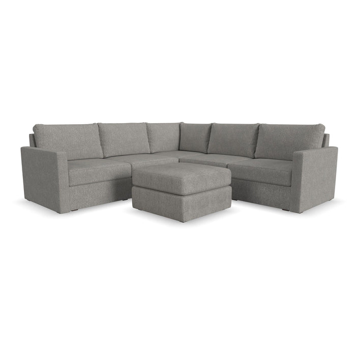Flex - 5-Seat Sectional with Standard Arm and Ottoman - Dark Gray