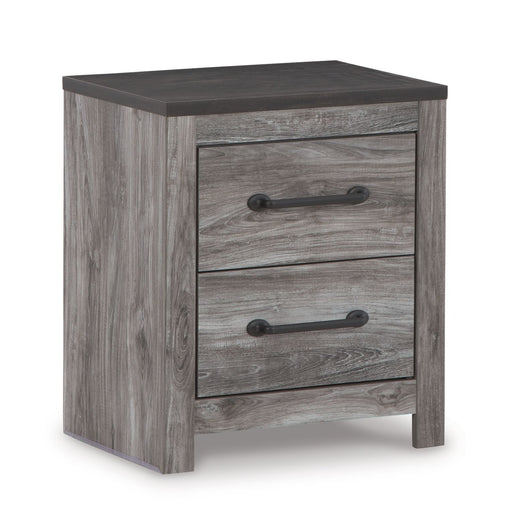 Bronyan - Dark Gray - Two Drawer Night Stand Cleveland Home Outlet (OH) - Furniture Store in Middleburg Heights Serving Cleveland, Strongsville, and Online