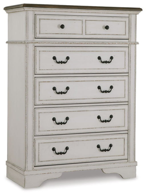 Brollyn - White / Brown / Beige - Five Drawer Chest Cleveland Home Outlet (OH) - Furniture Store in Middleburg Heights Serving Cleveland, Strongsville, and Online
